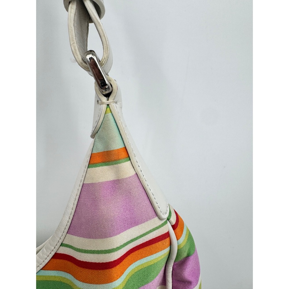 Coach Soho Shoulder Bag Womens Small Multi-Color Striped Y2K Canvas Leather - Picture 3 of 16